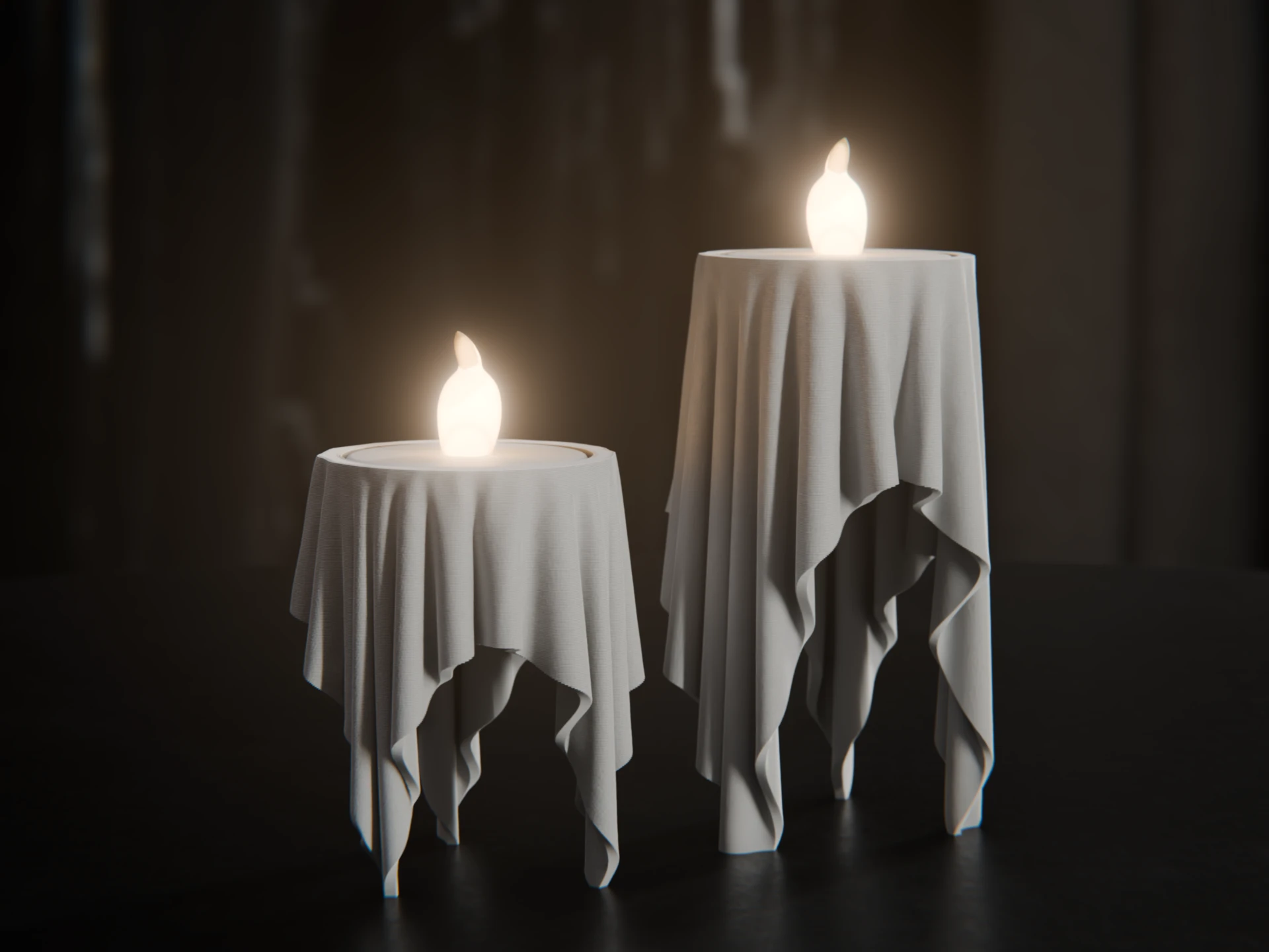 Floating cloth candle holders and LED tea lights