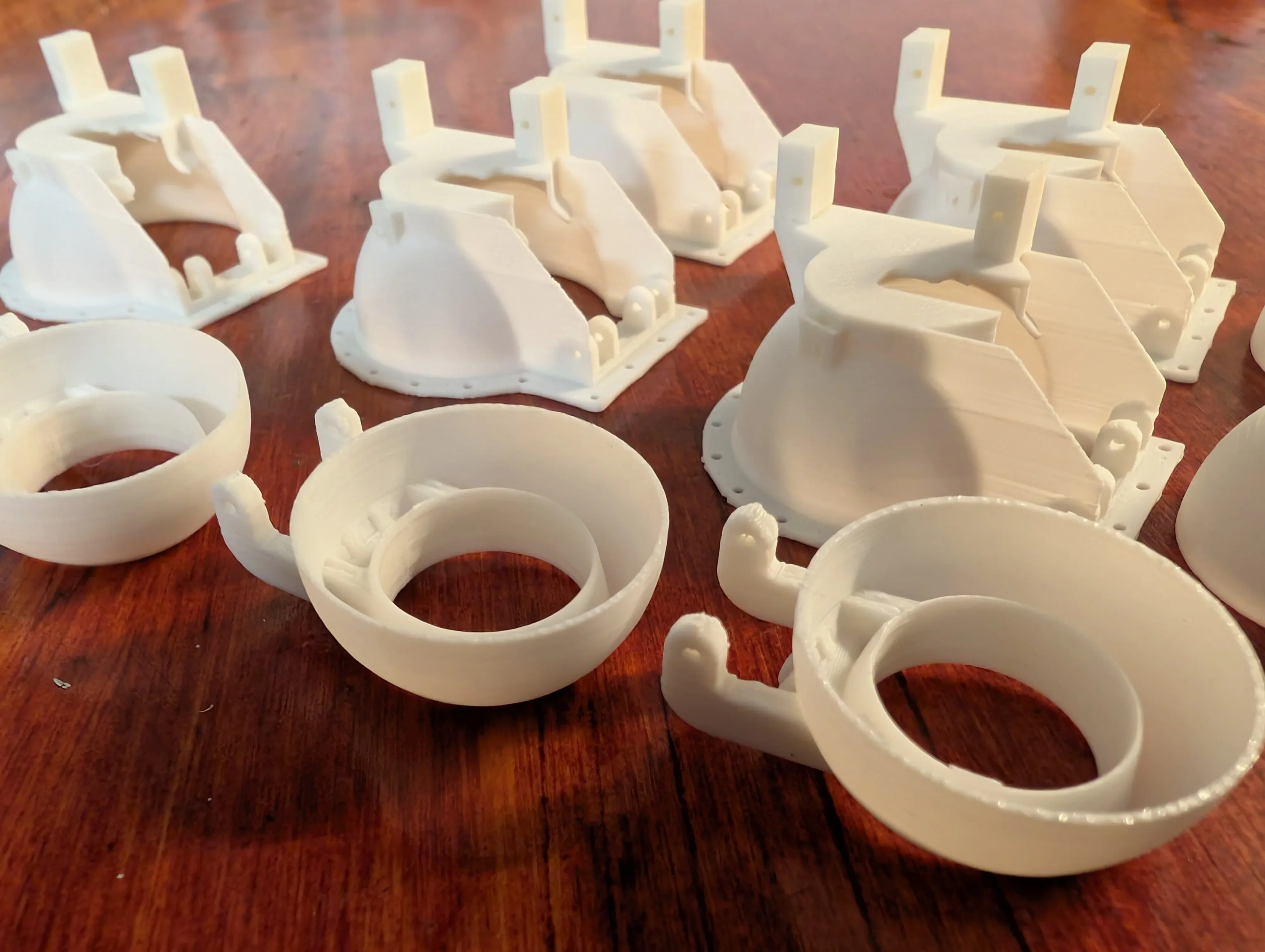 Printed lamp rings and hinge housings in lightweight PLA